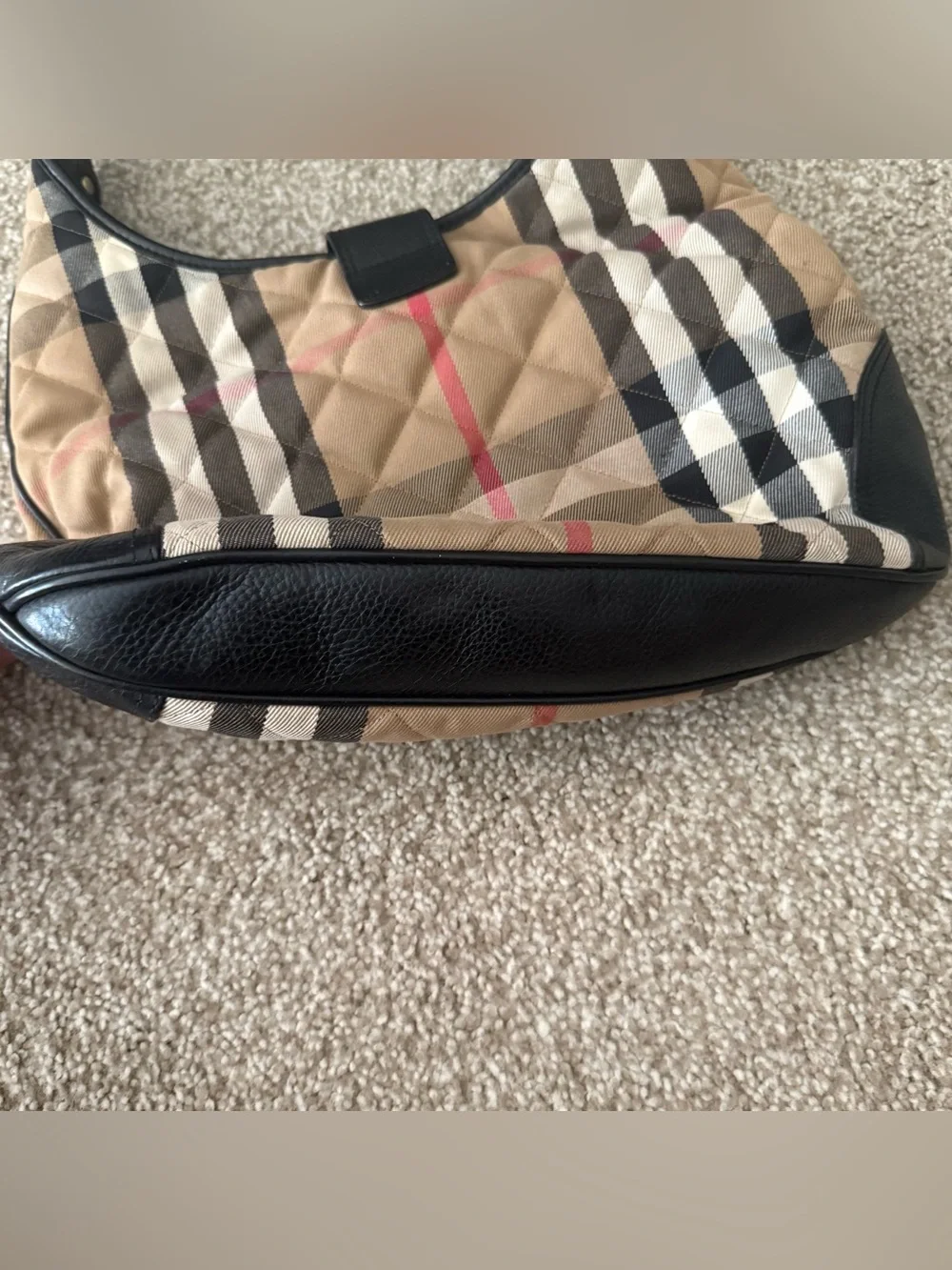 Vintage Burberry Haymarket Check Hobo Shoulder Bag